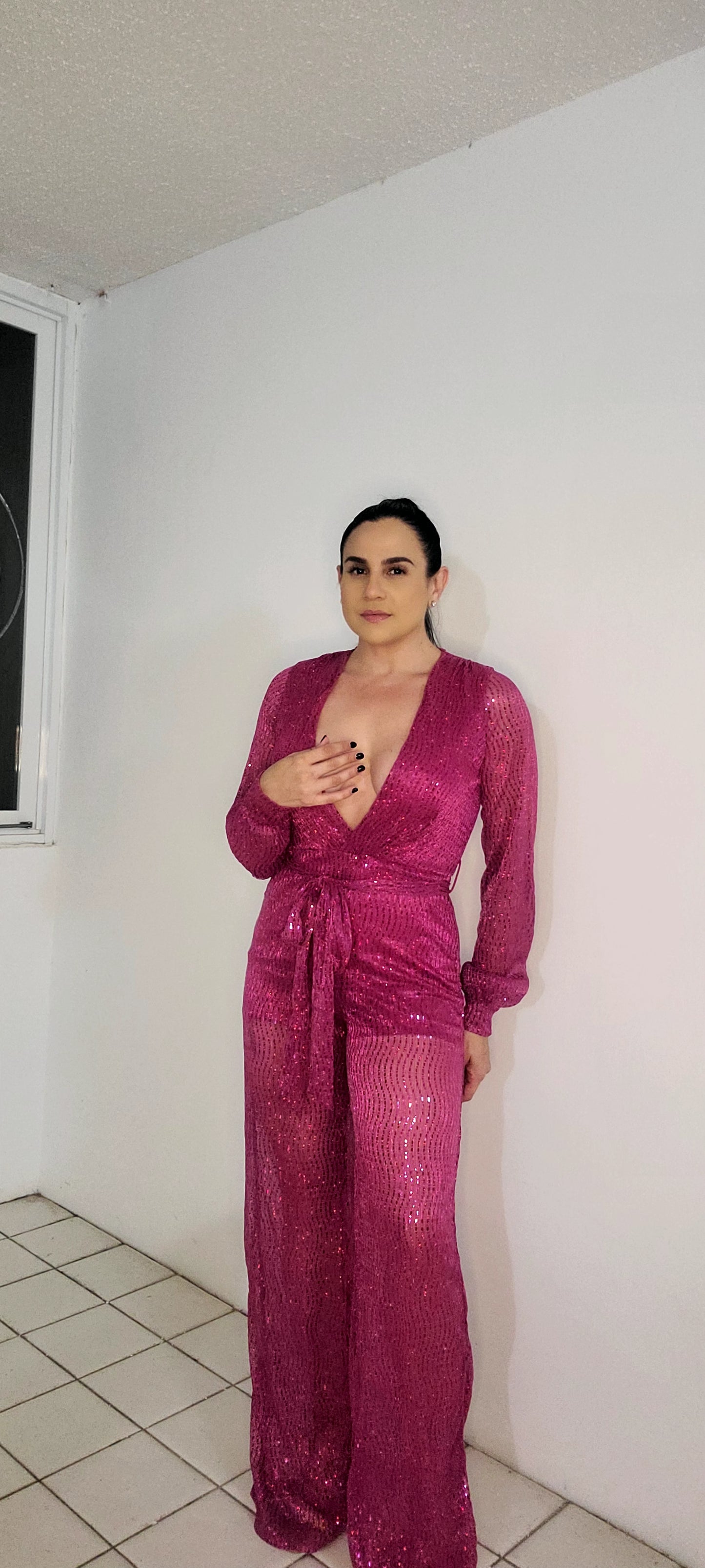 Pink Sheer Jumpsuit