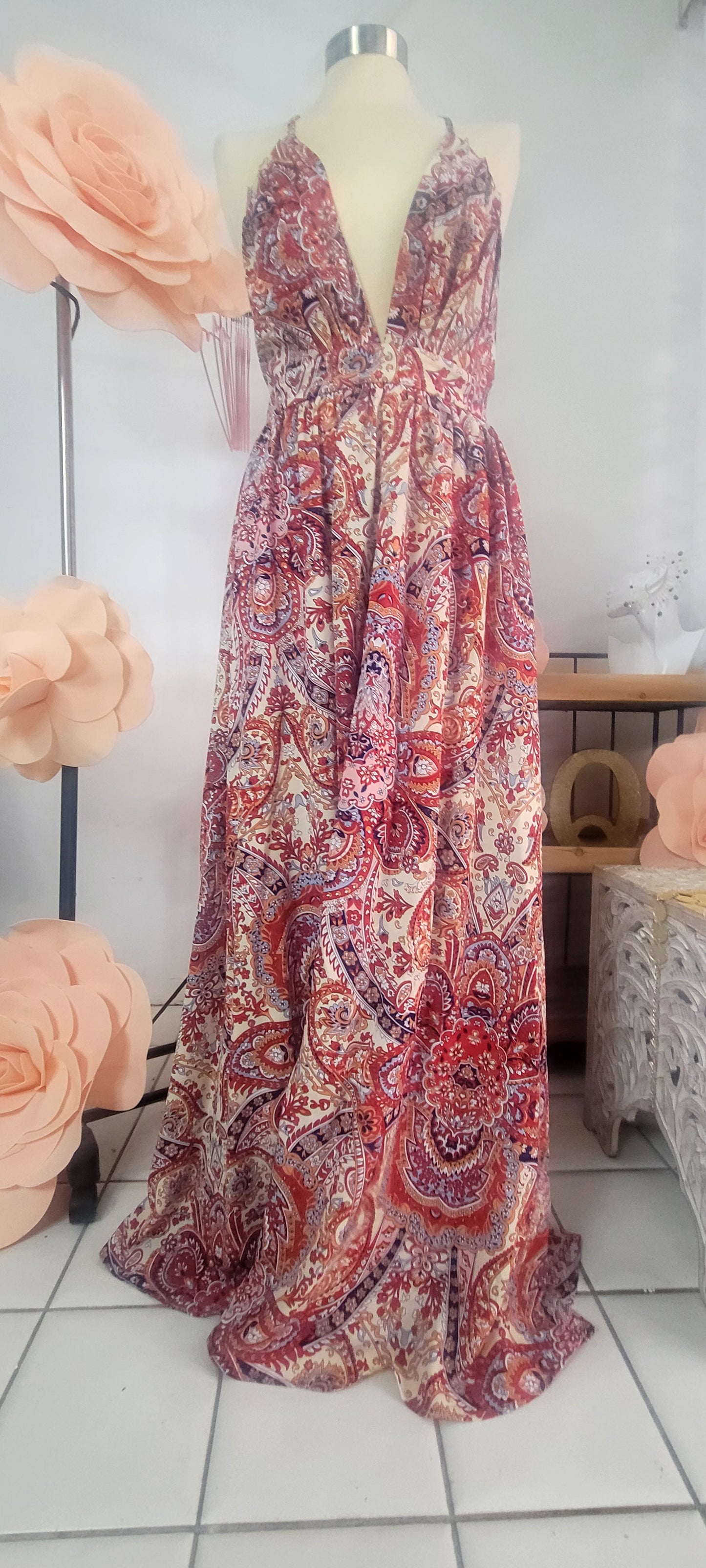 Paisley Print Maxi Dress