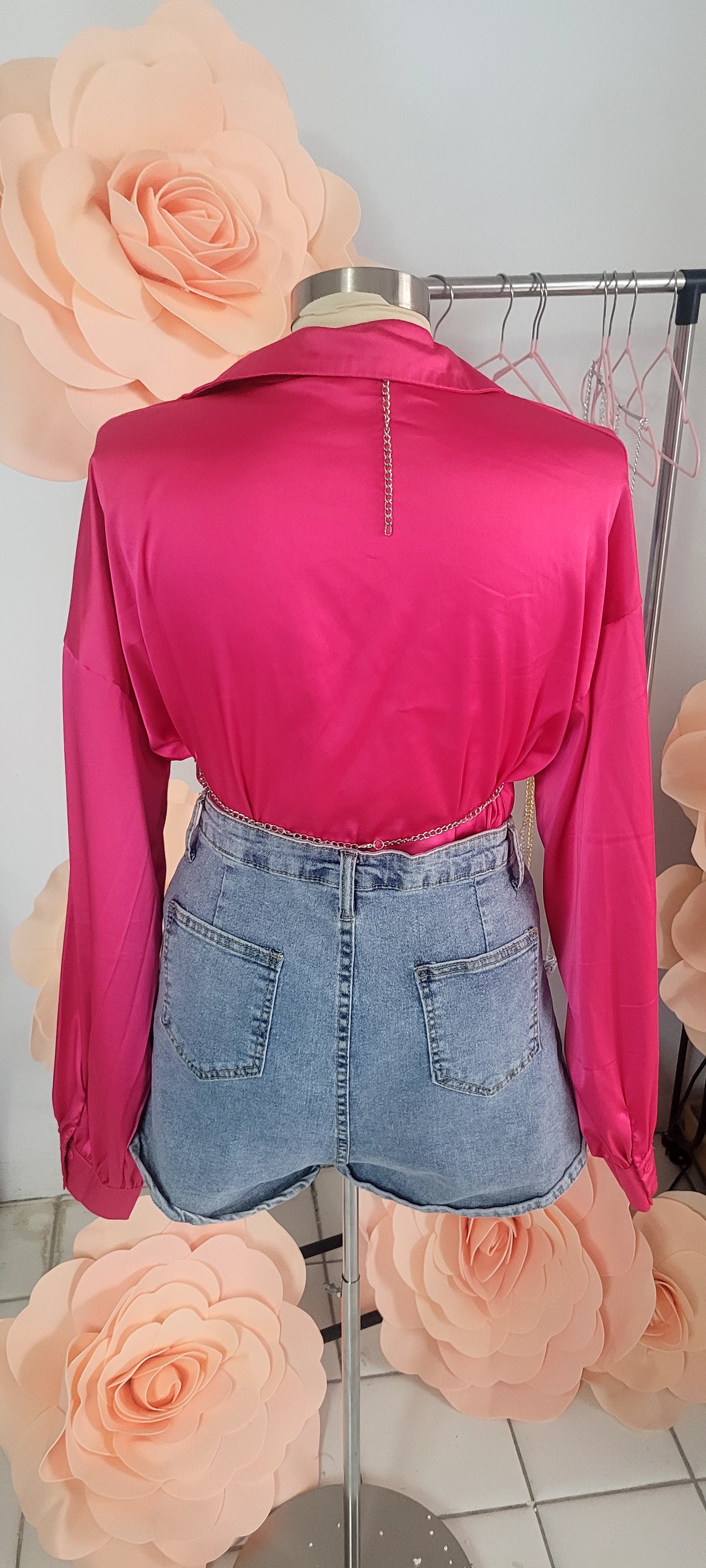Asymmetric Zip Pocket Denim Shorts