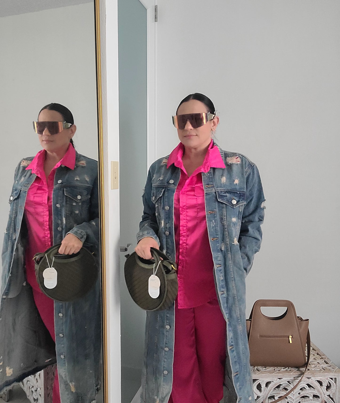 Distress Long Denim Jacket