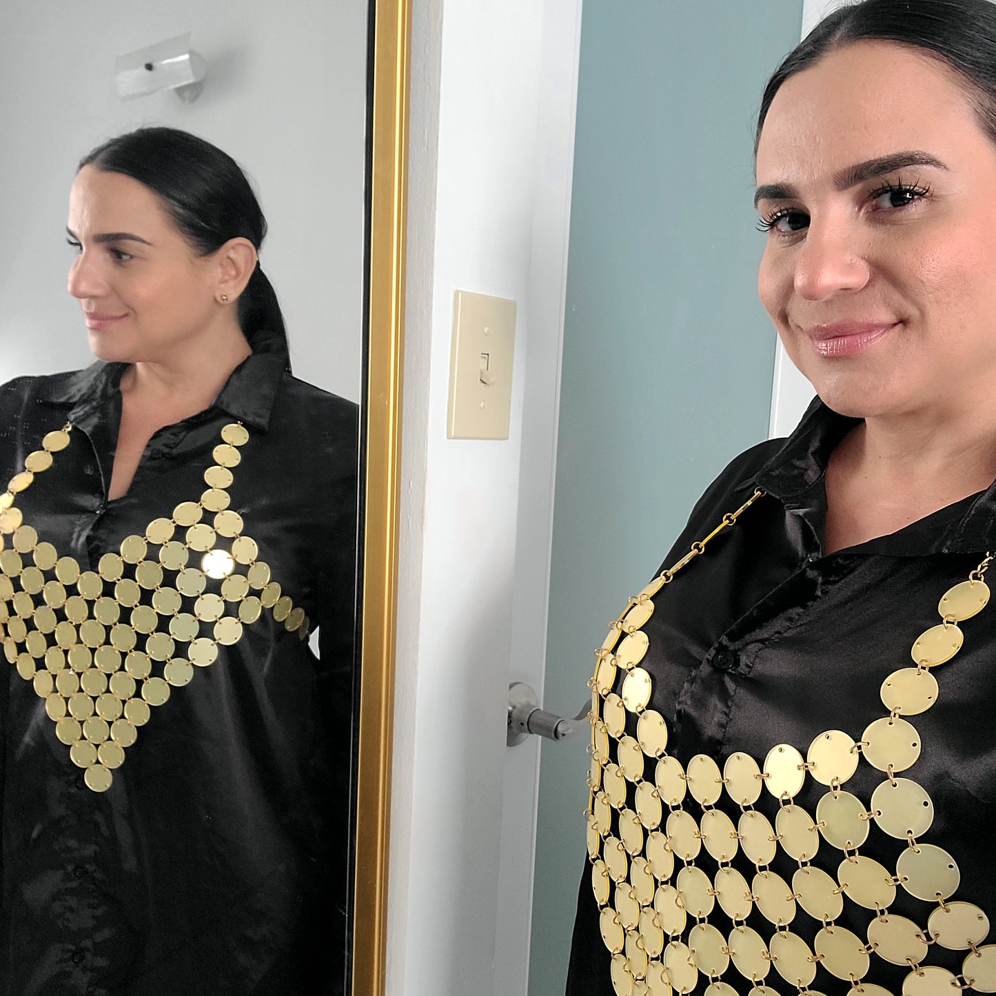 Gold Halter Chain Top
