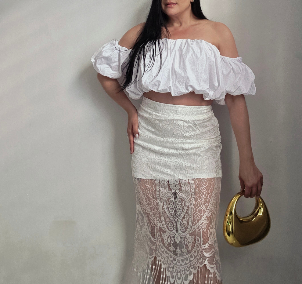 White Lace Fringe Skirt