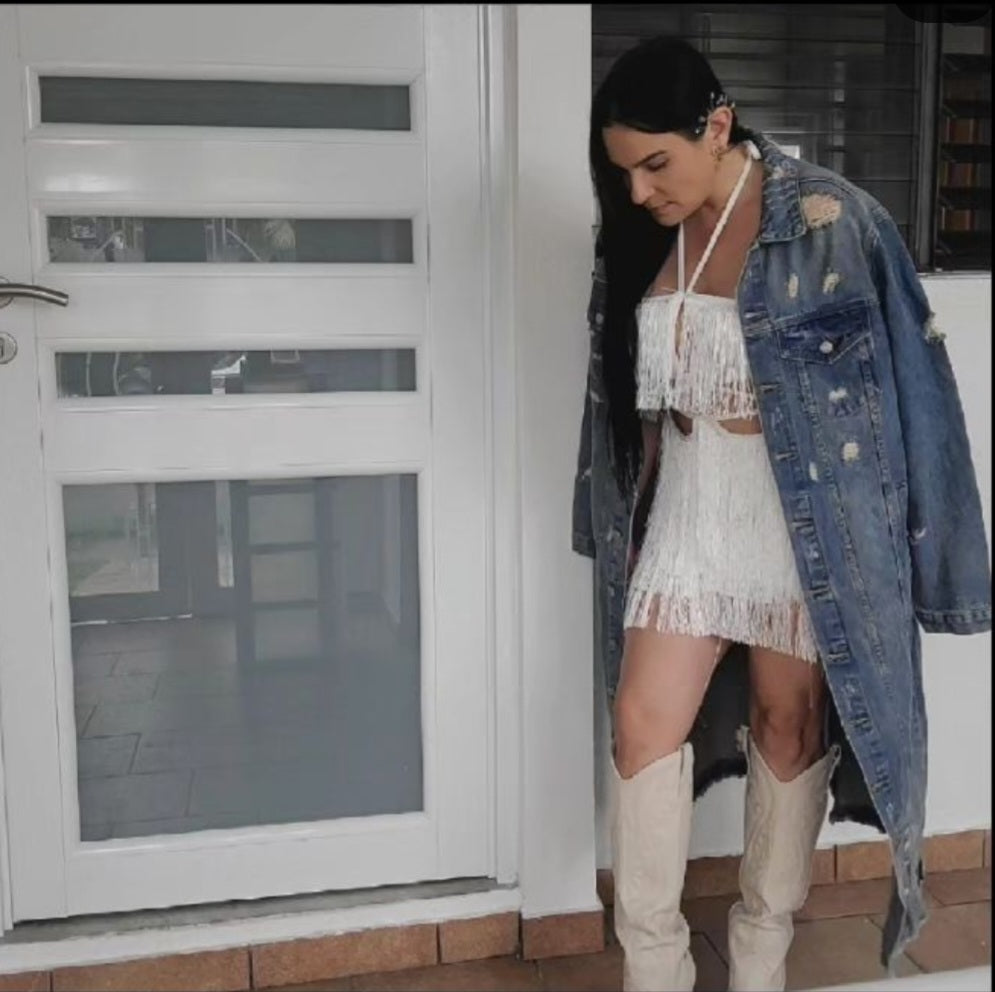 Fringe White Dress
