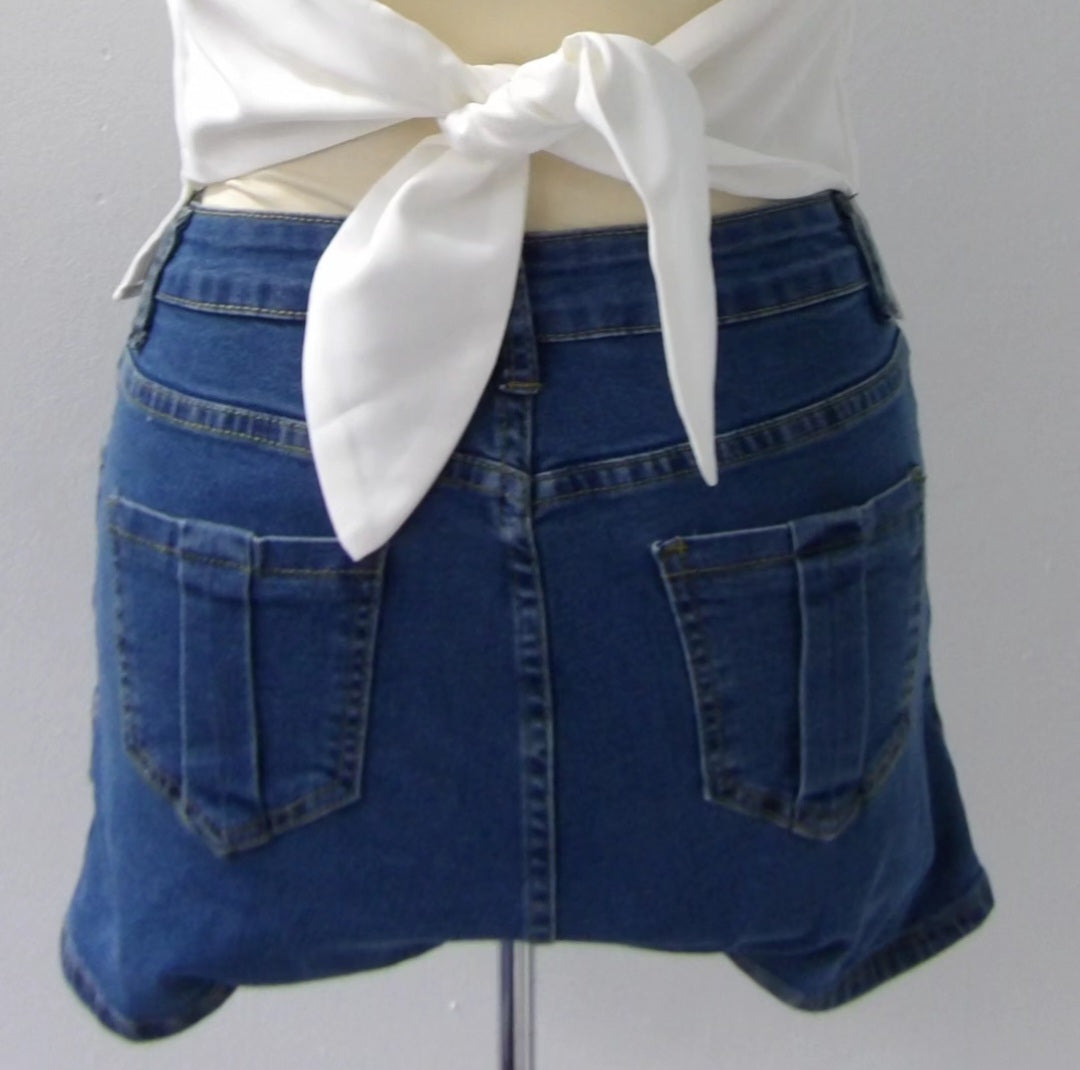 Dark Blue Denim Skort