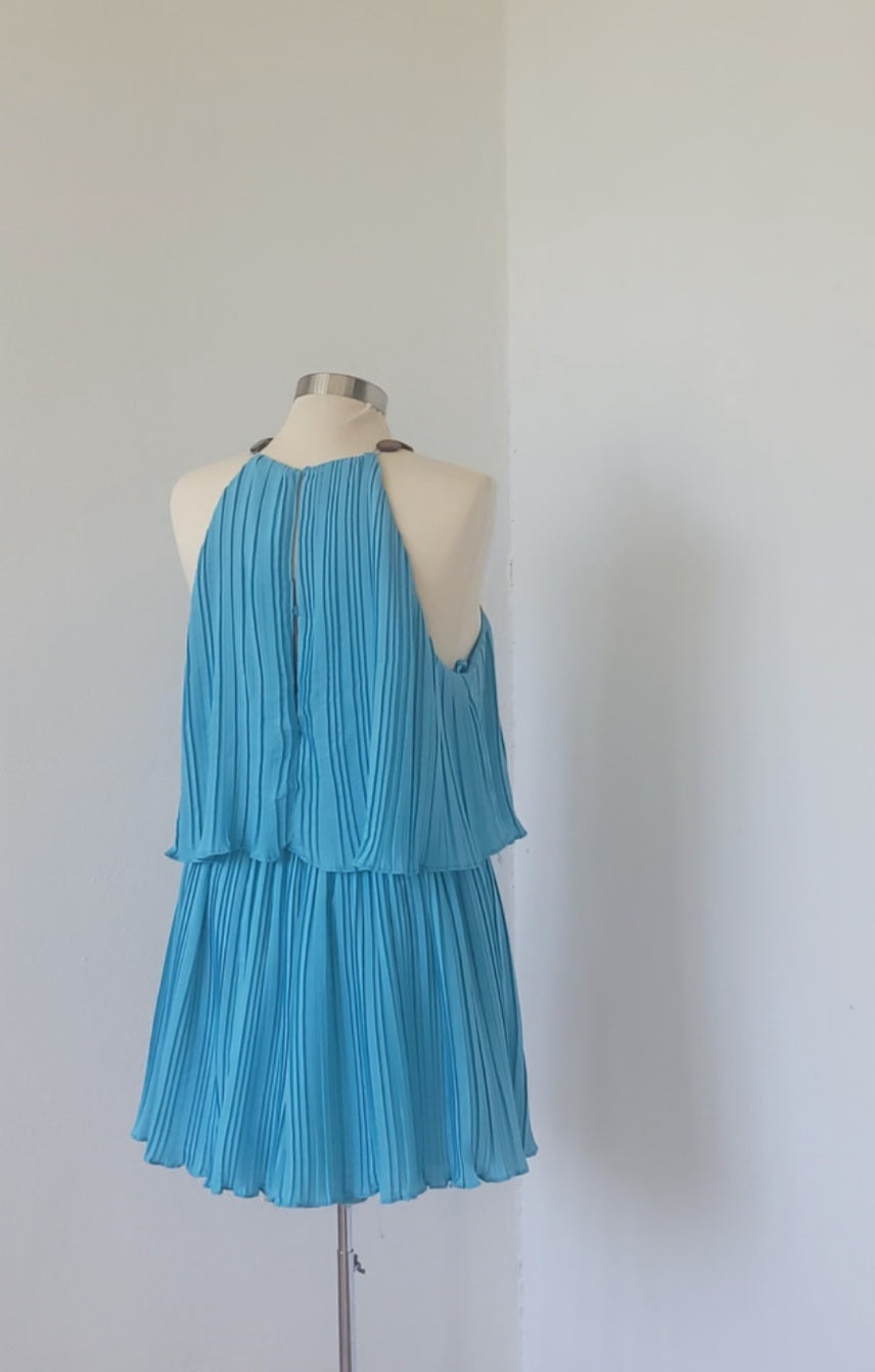 Pleated Aqua Romper