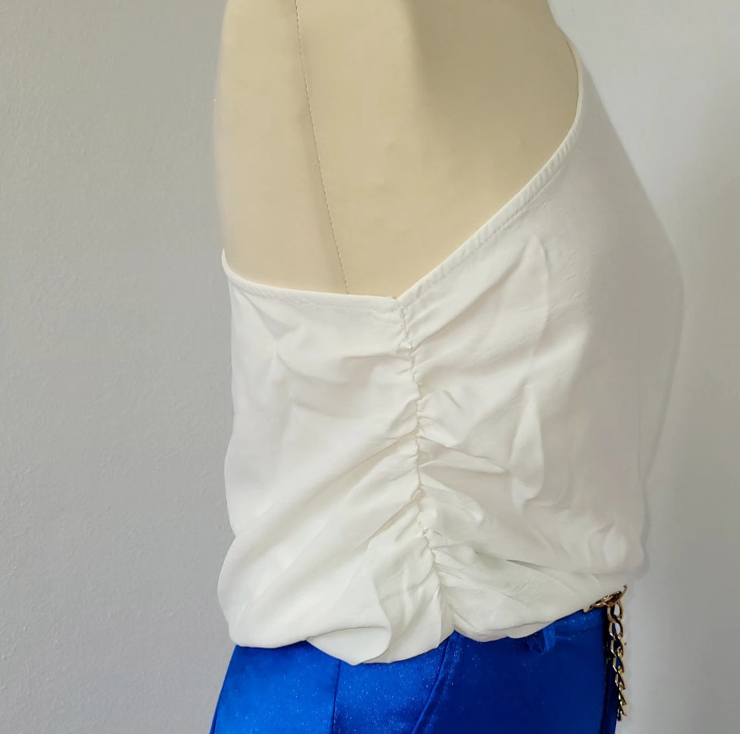 One Shoulder And Waist Tie Top