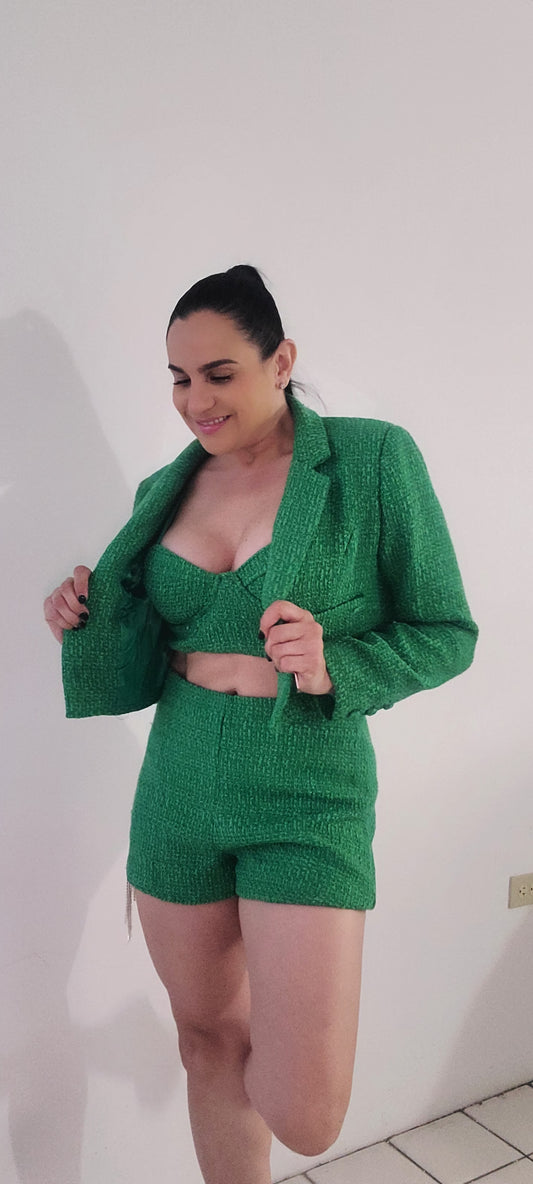 Tweed Green 3 Piece Set