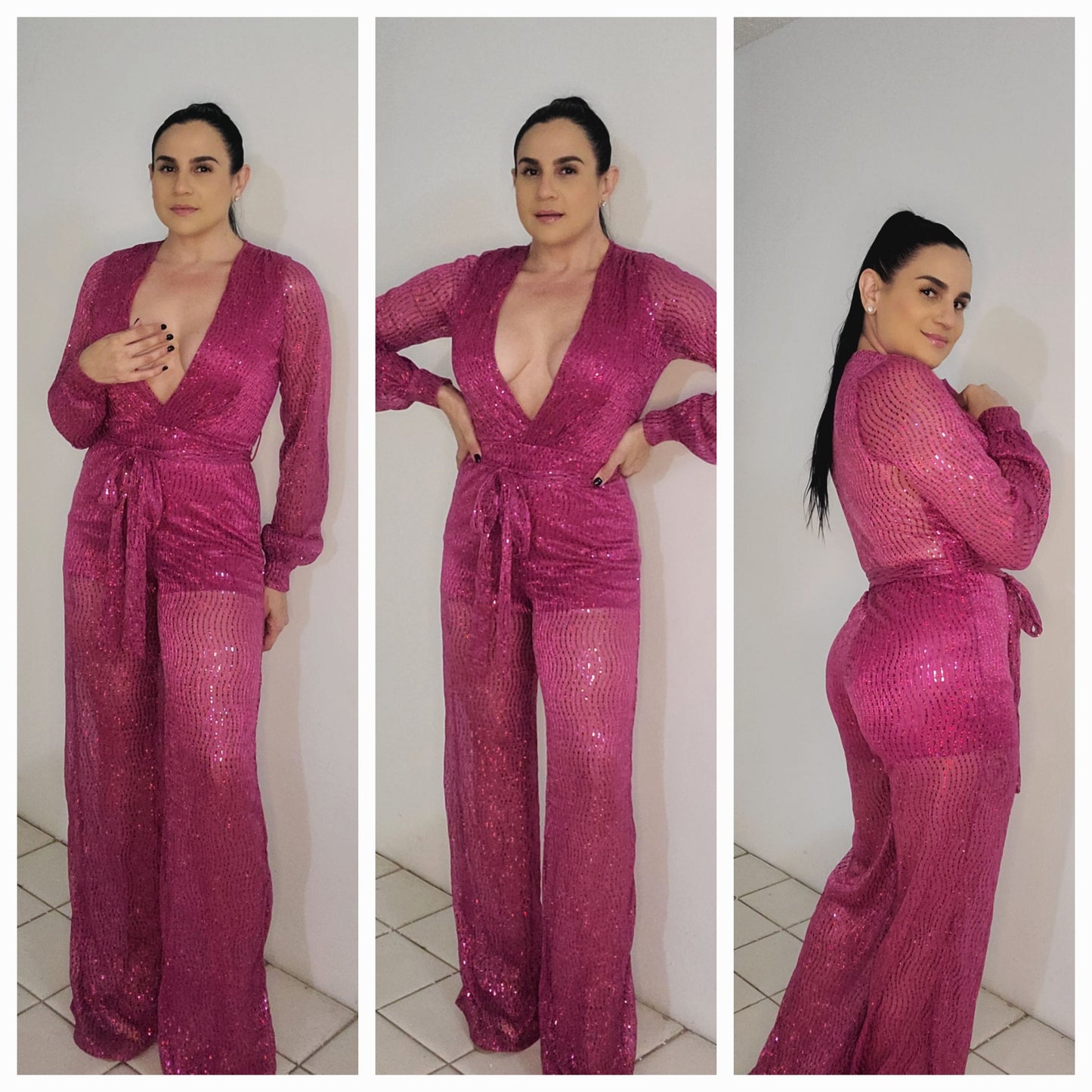 Pink Sheer Jumpsuit