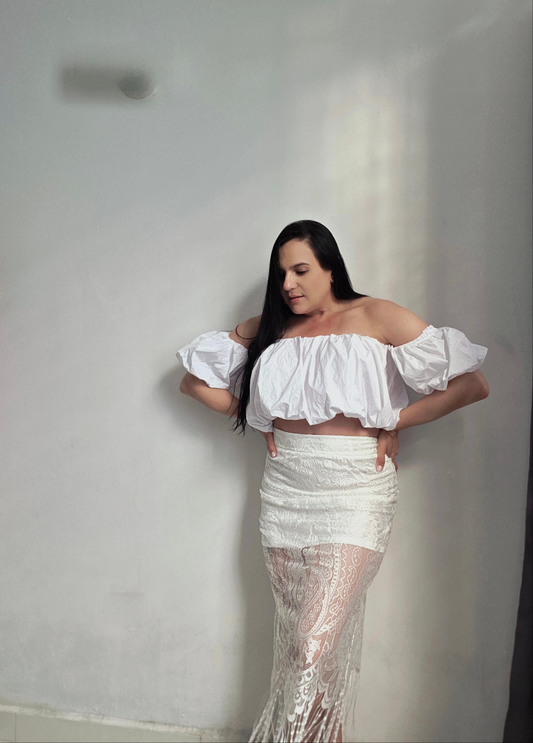 White Lace Fringe Skirt