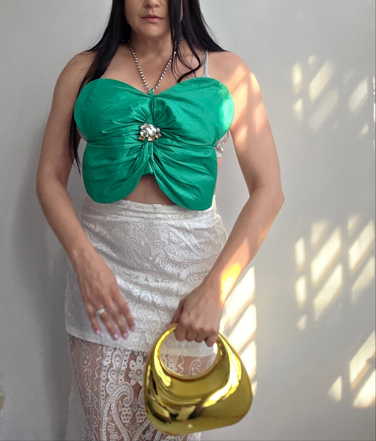 Verde Quenepa floral top.