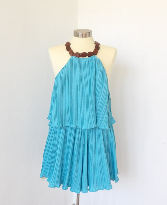 Pleated Aqua Romper