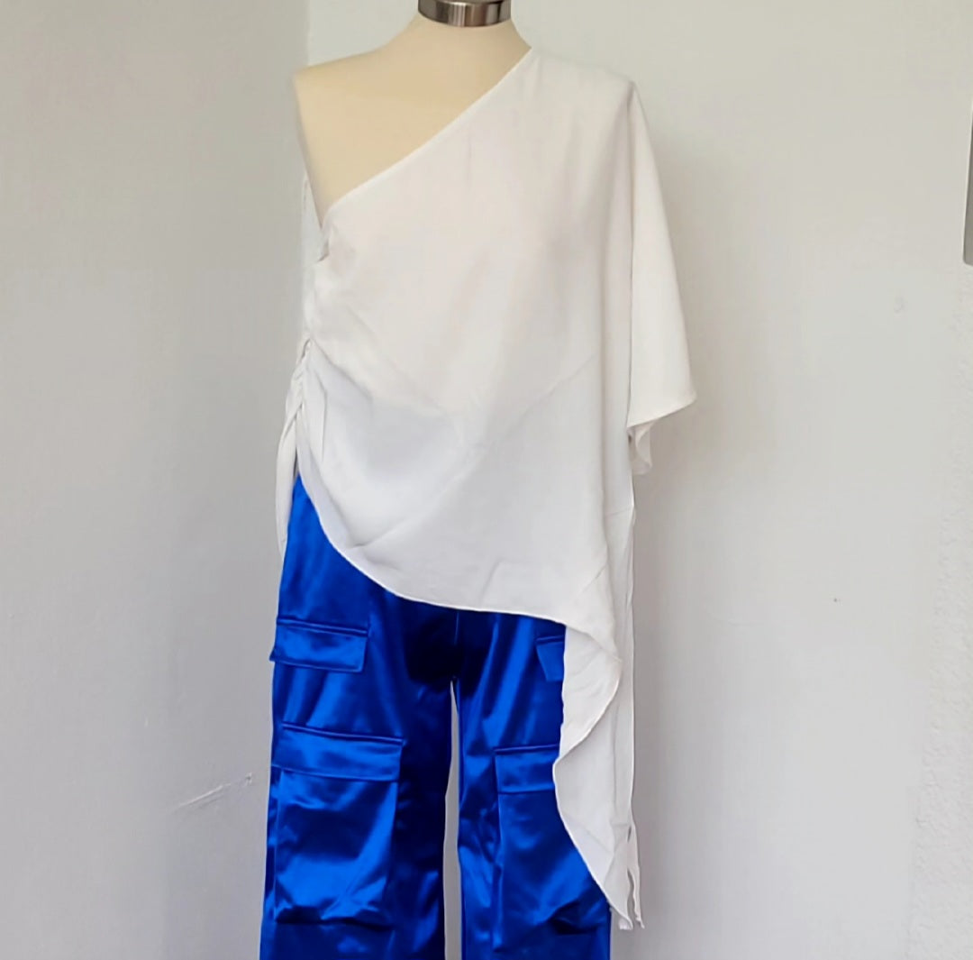 One Shoulder And Waist Tie Top